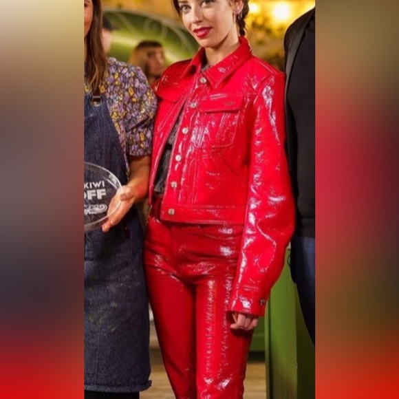 Diesel red faux leather PANTS - Picture 6 of 6